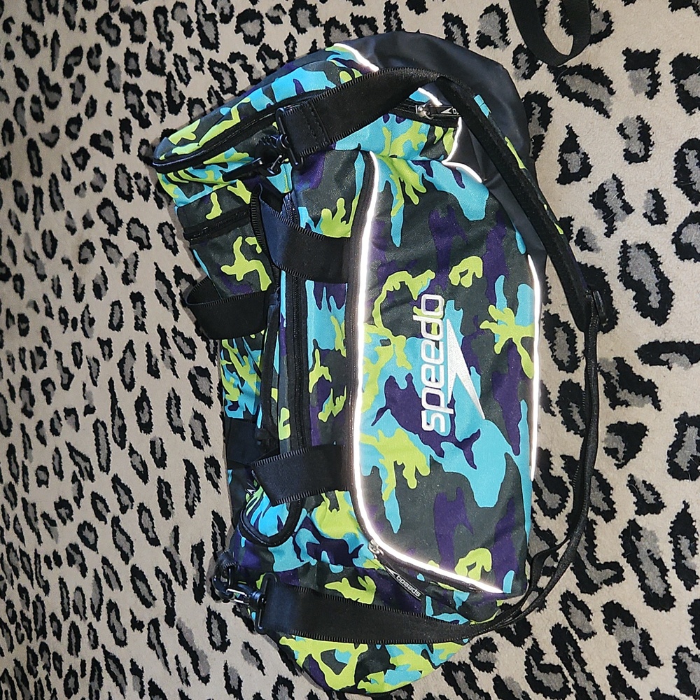 Speedo Teamster 35L Duffel Bag  Blue, Green, and Black Camo